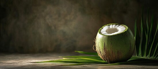 Leinwandbilder - fresh coconut fresh green coconut for nutritious beverages. with copy space image. Place for adding text or design