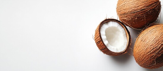 Aufkleber - Close up of a coconut on a white background with copy space for your text