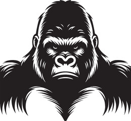 Gorilla Silhouette isolated on white background Minimalist gorilla vector shape