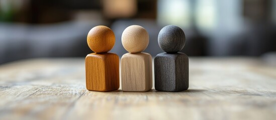 Wall Mural - teamwork written on wooden cubes alongside white businessman figures business concept idea employees