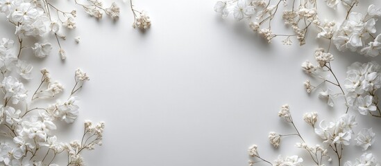 Fototapete - White floral border. with copy space image. Place for adding text or design