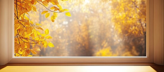 Wall Mural - abstract composition showcasing the yellow hues of autumn viewed through a window spacious backgroun
