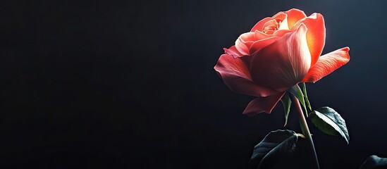 Aufkleber - rose against a black background. with copy space image. Place for adding text or design