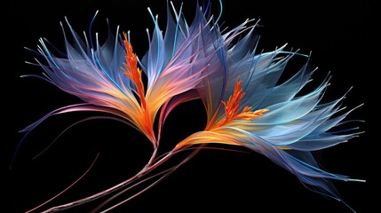 Wall Mural - a colorful feather with a black background and a black background.