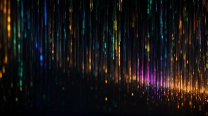 Wall Mural - Multi-colored neon particles on a black background