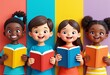© Eliane - Happy Multicultural Children Enjoying Books: Promoting Literacy and Diversity