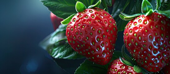 Poster - Close up of strawberries that are not fully ripe. with copy space image. Place for adding text or design