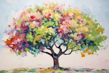 Canvas Print - Apple tree painting flower plant.