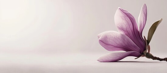 Aufkleber - Single purple magnolia blossom Horizontal image featuring copy space on the right