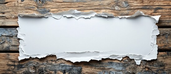 Aufkleber - torn paper texture on wooden background copyspace