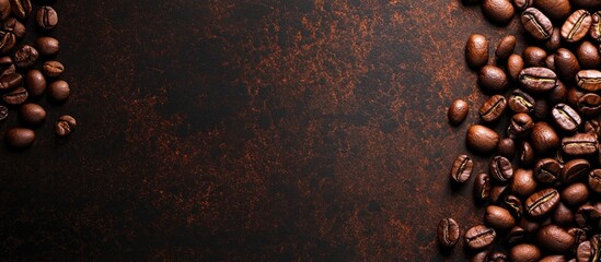 Leinwandbilder - Background featuring roasted coffee beans. with copy space image. Place for adding text or design
