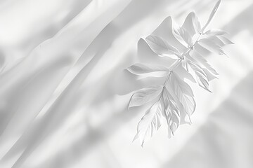 Wall Mural - minimalistic white background with a barely-there, soft shadow of a leaf pattern