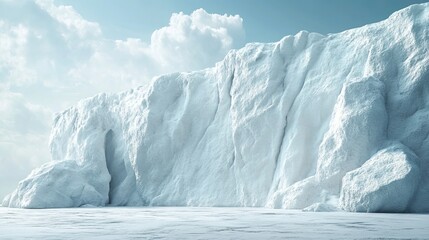 Wall Mural - A large, snow-covered mountain with a rocky cliff face