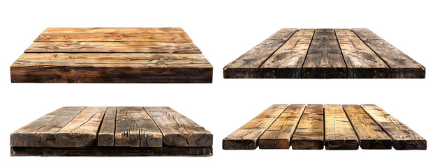 Wall Mural - Set of rustic wooden tabletops, cut out