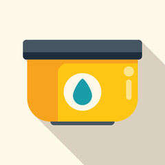 Wall Mural - Yellow water tank icon with a drop of water symbol, representing liquid storage