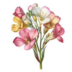 Wall Mural - A bouquet of colorful flowers with pink, yellow, and white blossoms.