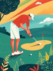 Wall Mural - golf-themed graphic advertising backgrounds.