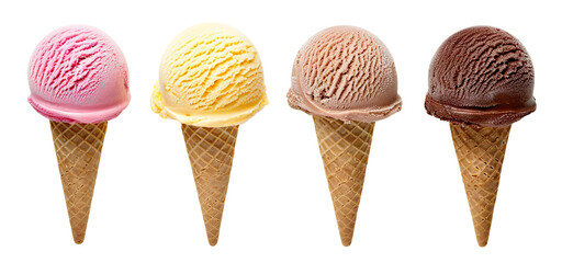 Poster - Colorful set of delicious ice cream cones, cut out