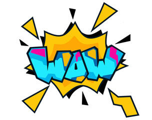 Wall Mural - Wow word graffiti text sticker illustration