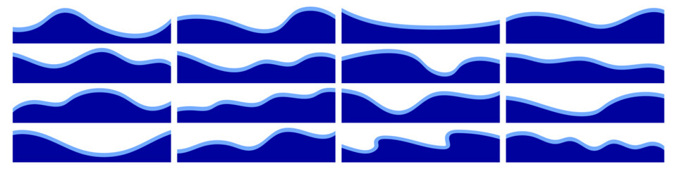 Collection of wave separator footers, modern dividers shapes vector illustration