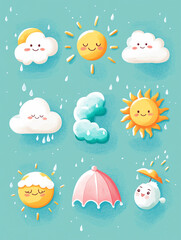 cute and colorful weather icons
