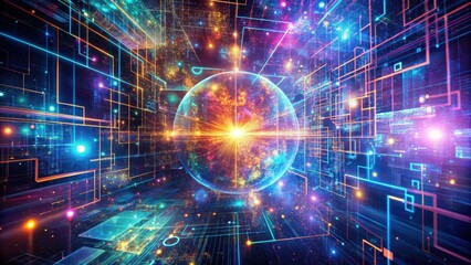 Fototapete - Abstract digital art generated by artificial intelligence, technology, futuristic, creativity, innovation, machine learning