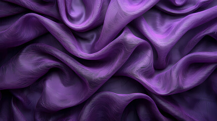 Wall Mural - A close-up shot of a deep purple fabric with a soft, flowing texture. The folds and creases of the fabric create a dramatic and elegant look.