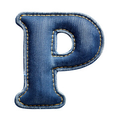 denim patch featuring the letter p, ideal for fashion designs, crafts, or personalization projects.