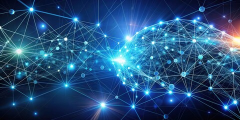 Fototapete - Abstract background of artificial intelligence network connection with graphic and generative AI, AI