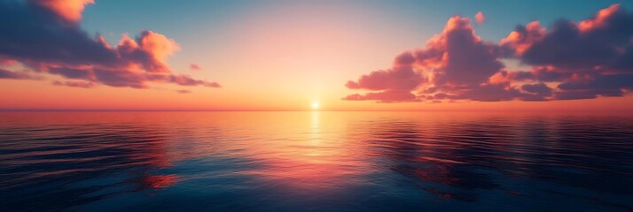 Wall Mural - Peaceful Sunset Over the Ocean - Digital Illustration