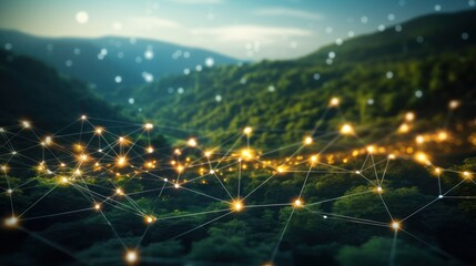 Wall Mural - cyber big data flow. blockchain data fields.