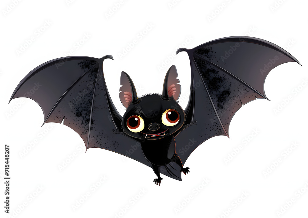 Vector cartoon illustration of cute friendly black bat character ...