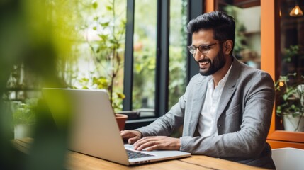 Wall Mural - indian business man working on laptop 