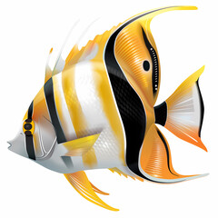 3D Angel fish in white background vector image