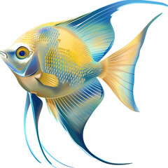 Wall Mural - 3D Angel fish in white background vector image