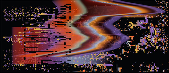 Aufkleber - Retrofuturistic abstract background with pixelated glitches and ambient colorful disturbances.
