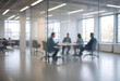 © Gia - blurred Silhouette of business people in office, meeting room, building, lobby. blurred background. concept.