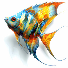 Wall Mural - 3D Angel fish in white background vector image