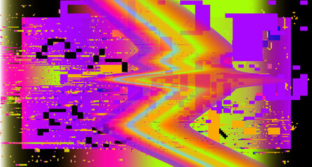 Aufkleber - Retrofuturistic abstract background with pixelated glitches and ambient neon disturbances.