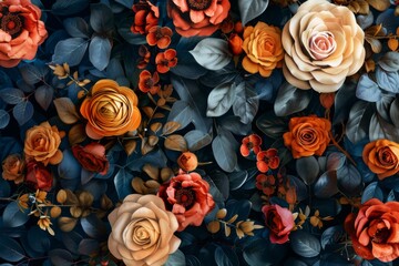 Wall Mural - Floral Tapestry: A Rich and Colorful Arrangement