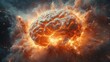 © Daif - Human brain concept art exploding with knowledge and creativity, ideal for educational and imaginative themes, isolated on transparent background, Generative AI