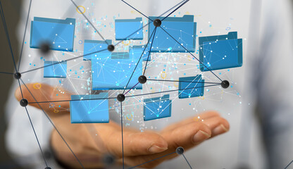 Leinwandbilder - data security - Cloud technology. Integrated digital web concept background