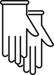 Wall Mural - Simple black and white line drawing of a pair of medical gloves, useful for illustrating concepts of hygiene and healthcare