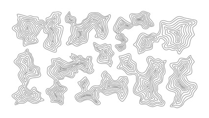 Wall Mural - set of hand drawn contour sketches. set of contour vector element. contour background. set of topographic contour background. Topographic map contour background. 