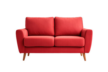 red sofa with wooden legs