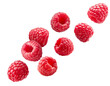 © oxie99 - Himbeeren fallend isoliert auf weißen Hintergrund, Freisteller, Transparent