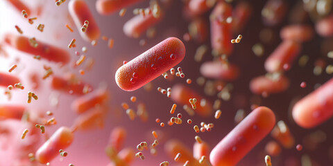 microscopic view of bacteria lactobacillus acidophilus floating in the air