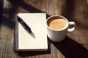 Canvas Print - Cup of coffee and notepad