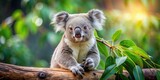 Cute koala sitting on branch eating leaf, koala, cute, animal, wildlife, branch, eating, adorable, furry, Australia, tree