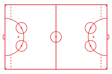 Diagram of a Bandy field layout with marked positions in a symmetrical pattern. Vector illustration